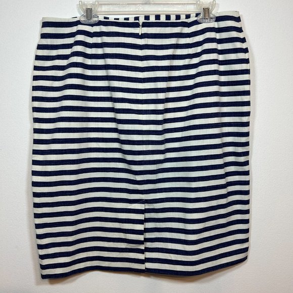 Talbots | Navy and White Striped Pencil Skirt Size 14 - Picture 2 of 6